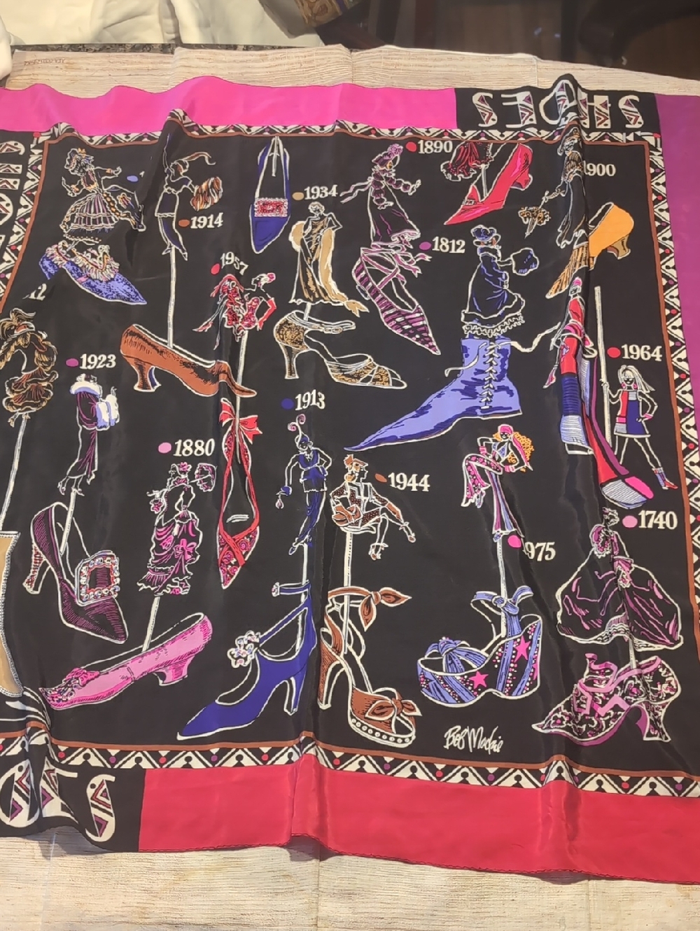 Bob Mackie Wearable Art Shoes Fashion Through History Silk Colorful Scarf